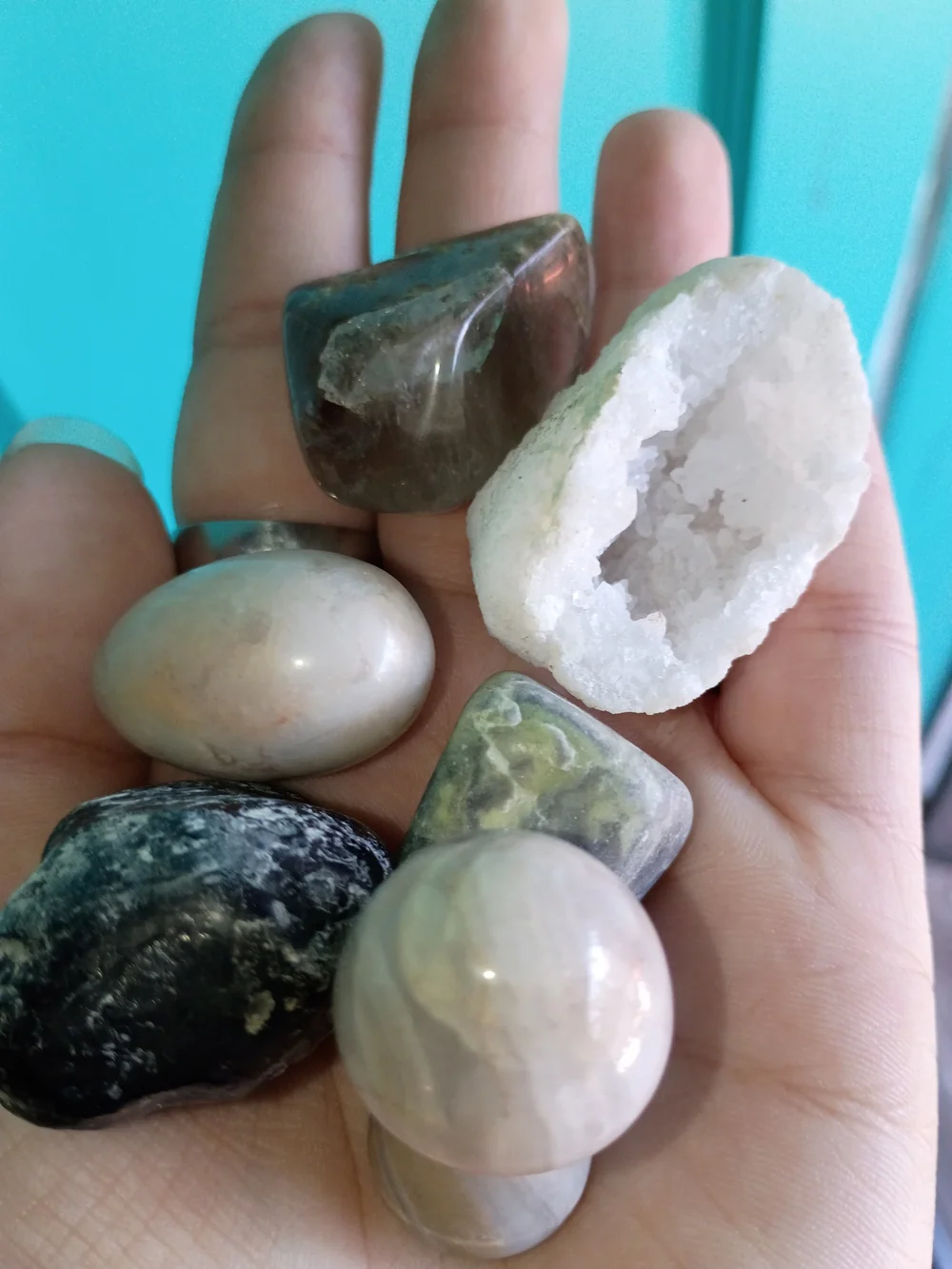 Scoop Of Polished Mixed Stone Decorative Accent - Natural Beige, Black & White